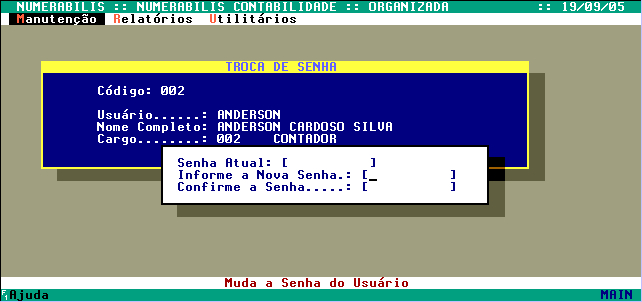 muda senha de usuário