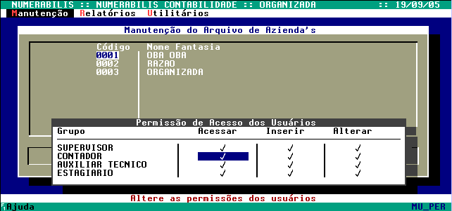 permissão de acesso