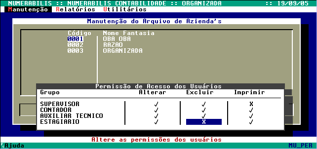 nível de acesso